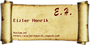 Eizler Henrik névjegykártya